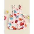 thumbnail image 4 of Suealasg Toddler Baby Girl Clothes Sleeveless Floral Stripe Print Romper Overalls Suspender Shorts Jumpsuit 1T 2T 3T 4T 5T Little Girls Summer Outfit Clothing, 4 of 7
