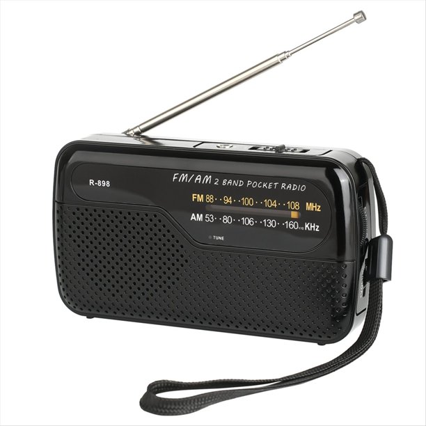 Radio Portátil de Bolsillo FM AM con Conector para Auriculares, Ideal para Emergencias, Huracanes, Correr, Caminar, Ir A Casa, Color Negro.