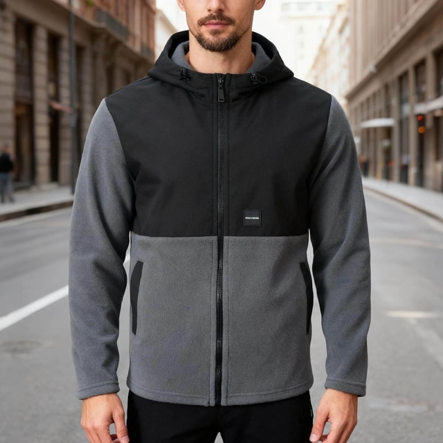 pstuiky Camisas de invierno de manga larga para hombre, Chaqueta tipo cárdigan de polar con cremallera y capucha de manga larga para hombre camisetas de hombre l