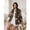 Brown, variant on Women Floral Print Button Front Jacket Contrast Collar Long Sleeve Loose Oversized Outerwear with Multi Pockets