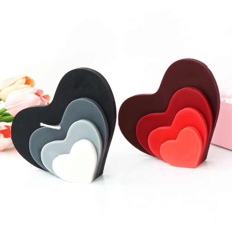 Zecic Love Heart Shape Candle Resin Moulds Heart Silicone Candle Molds DIY Soap Fondant Cake Valentines Day Decorating Tool