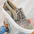 thumbnail image 3 of KAQ Women's Casual Animal Print Canvas Slip-On Flats - Raw Edge Pieced Design, Orthopedic Comfort, Low-Top Platform Sneaker Style, 3 of 5