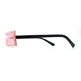 thumbnail image 3 of Luxury Heavy Rhinestone Rim Trim Thin Shield Rimless Cyclops Sunglasses Pink, 3 of 5