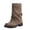 Brown, variant on Fold Over Mid Calf Boots for Women Buckle Riding Boot Chunky Low Heel Motorcycle Boots