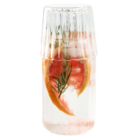 

Water Carafe 17oz Clear: Glass Carafe Night Bedside Carafe with Tumbler Glass