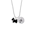 thumbnail image 2 of Delight Jewelry Silvertone Black Scottie Dog Silvertone Script Initial Disc - A - Charm Necklace, 20"+3", 2 of 4