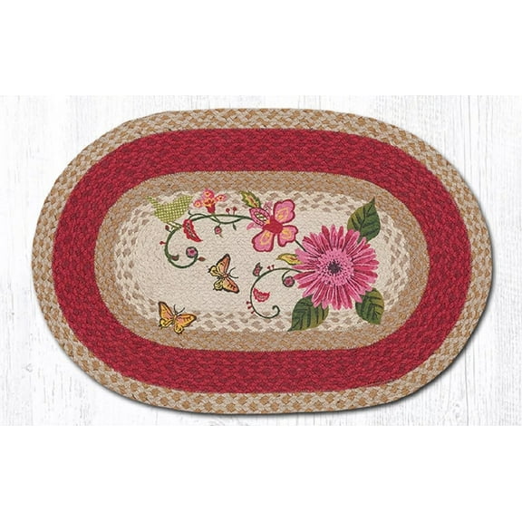 Earth Rugs 20" by 30" 100% Jute Oval Braided Rug-Petal Party