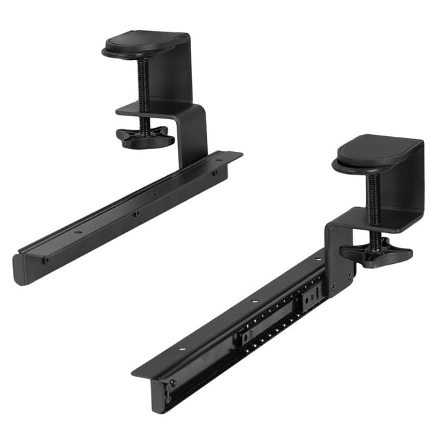 Vivo Juego De Abrazadera Y Riel De 12 Pulgadas Para Bandejas De Teclado De Madera Personalizadas (Solo Juego De Rieles, Bandeja No Incluida) Riel Deslizante Extraíble Con Sistema De Montaje Con Abraza
