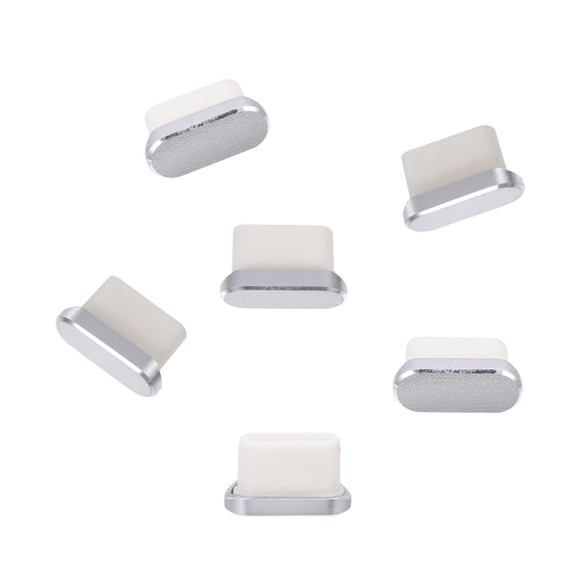 GOOHOCHY Tapones de tapón anti-polvo de plata Tipo-C de 6pcs para proteger el puerto de datos de datos del teléfono móvil