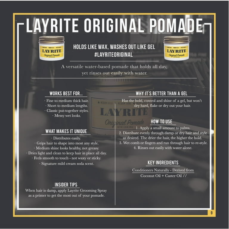 Layrite Original Hair Pomade, Medium Hold, Medium Shine, Water