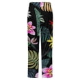 thumbnail image 6 of Tropical Floral Jungle Print Winter Female Pants Flannel High Waist Women Pants Lady Warm Straight Leg Plush Trousers, 6 of 7