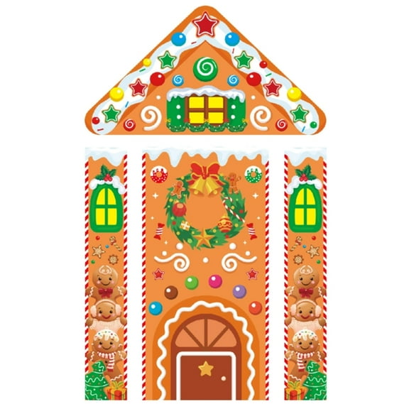 lanema Reusable Gingerbreads House Door Hanging Decoration Polyester Festival Accessory