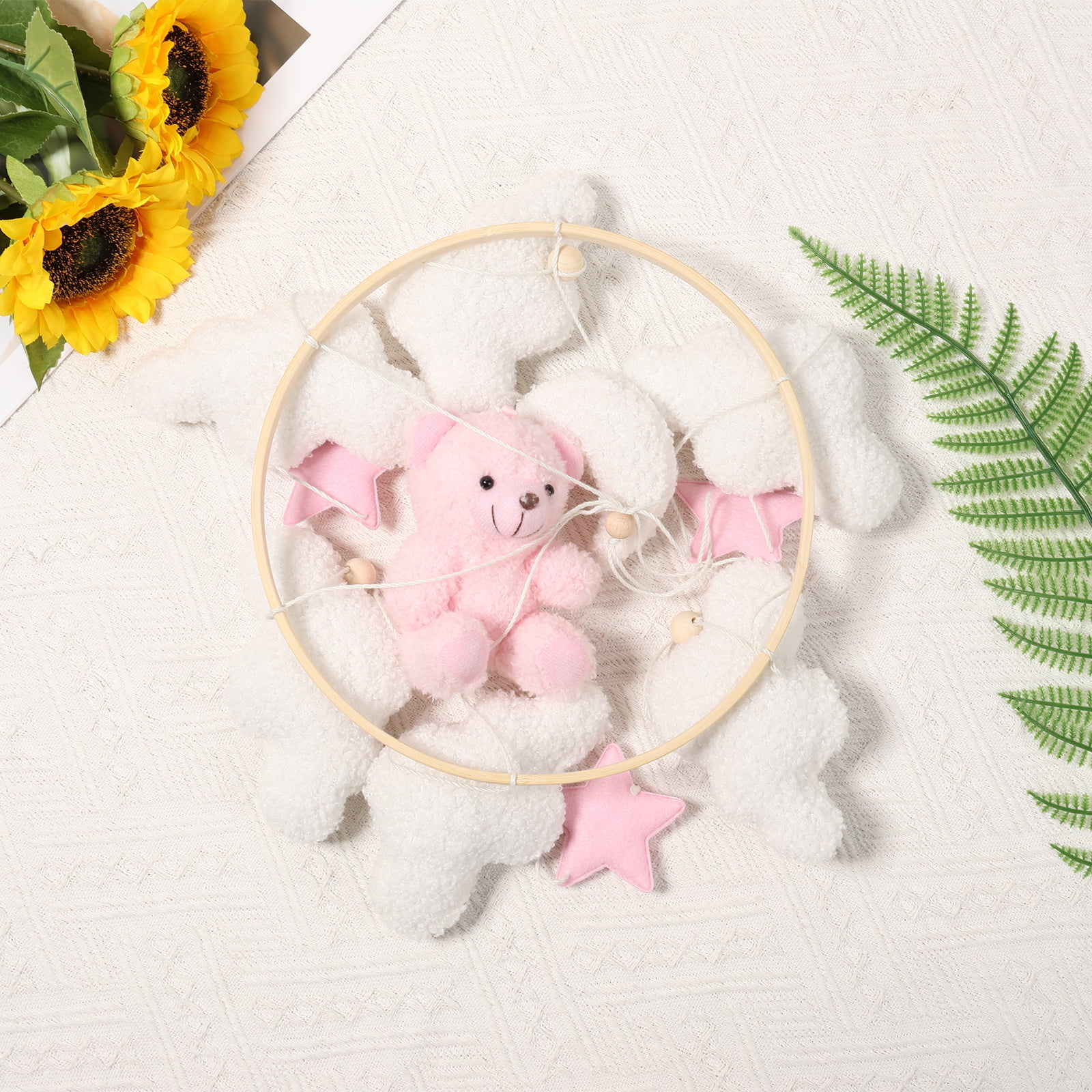 Baby Crib Mobile Soft Plush and Wood Nursery Mobile Cute Baby Bed Bell Charming Nursery Decor for Infant Newborn Boy Girl