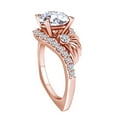 thumbnail image 2 of AFFY 2.40 Carat(Cttw) Round Moissanite & Natural Diamond Flower Wedding Ring 14K Solid Rose Gold Ring Size-7, 2 of 2