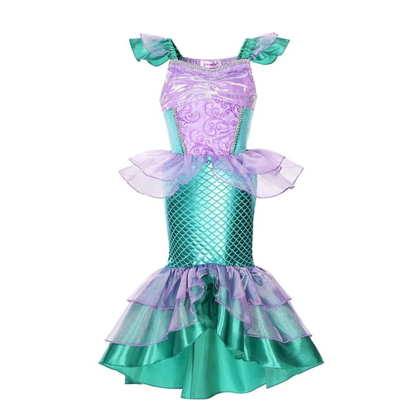 Vestido de princesa de la Sirenita de la película de Disney para niña, disfraz de cosplay de Ariel para niño, ropa de carnaval, fiesta de cumpleaños y Halloween Fivean unisex