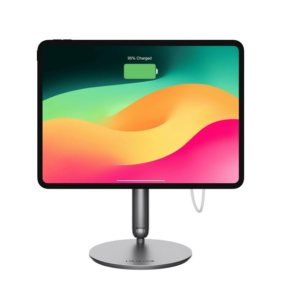 [Upgrade] LULULOOK Wireless Charging Magnetic Stand for iPad Air 13'' M3(2025) M2(2024)/ iPad Pro 12.9" 6th/5th/4th/3rd, 360&Acirc;&deg;Adjustable Foldable Al