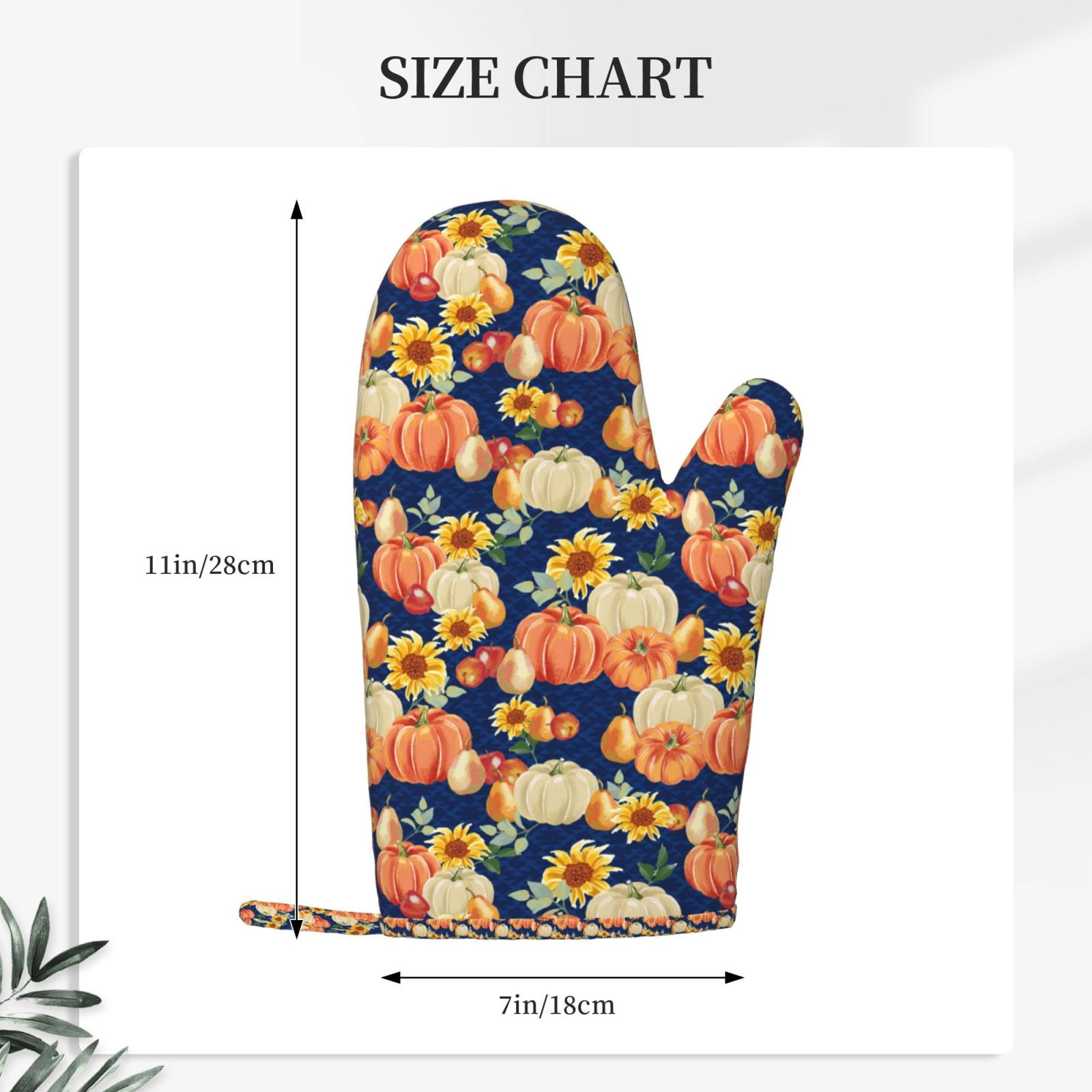 Hirioo fall Pumpkin Daisy for Silicone Oven Mitts for BBQ, Baking, Cooking, Set of 2, Heat Resistant 260℃, Non-Slip Kitchen Essentials