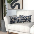 thumbnail image 6 of Vintage Floral Block Print Lumbar Pillow Covers 12x20 Set of 2 Navy Blue Brown Cream Flower Pattern Rustic Old Style Decorative Throw Pillow Cases Outdoor Farmhouse Decoration for Sofa Couch Bed, 6 of 6