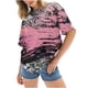 thumbnail image 1 of Blusa informal de manga corta con estampado de teñido anudado y cuello redondo para mujer OAVQHLG3B Store lin121212, 1 of 4