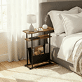 thumbnail image 5 of Narrow Small Side Table for Small Spaces - Slim End Table with Magazine Rack - 2 in 1 Narrow End Table Living Room - Skinny Bedside Table Nightstand Bedroom Thin Side Table, Rustic Brown, 5 of 10