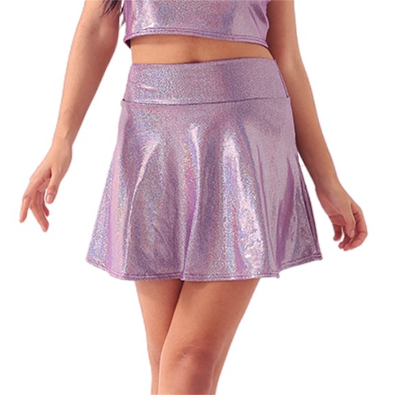 Shorts for Girls Shiny Flared Metallic Skater Skort