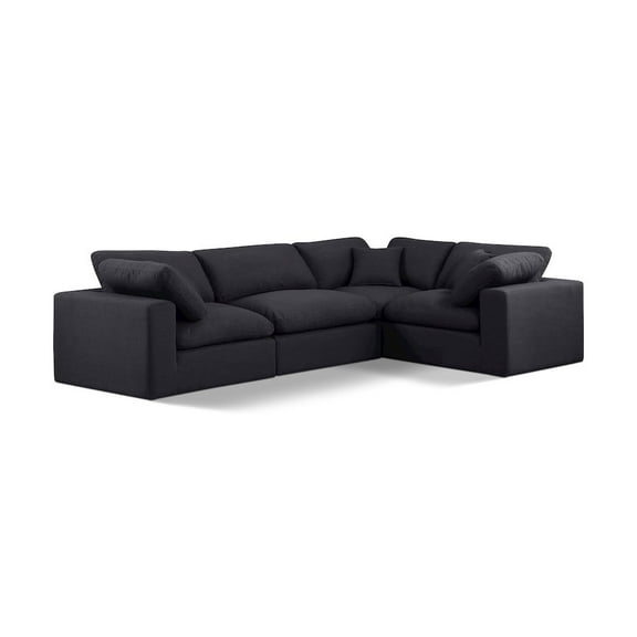 Meridian Furniture Comfy Black Linen Textured Fabric 4-Pc. Modular Sectional