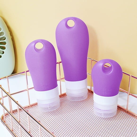 3PCS Silicone Travel Bottles Keychain Sanitizer Shampoo Lotion Toiletry Flip Cap Outdoor Portable Empty Bottle