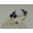 thumbnail image 2 of LBG British Made 9k White Gold Natural Opal & Sapphire Womens Cluster Ring, 2 of 6