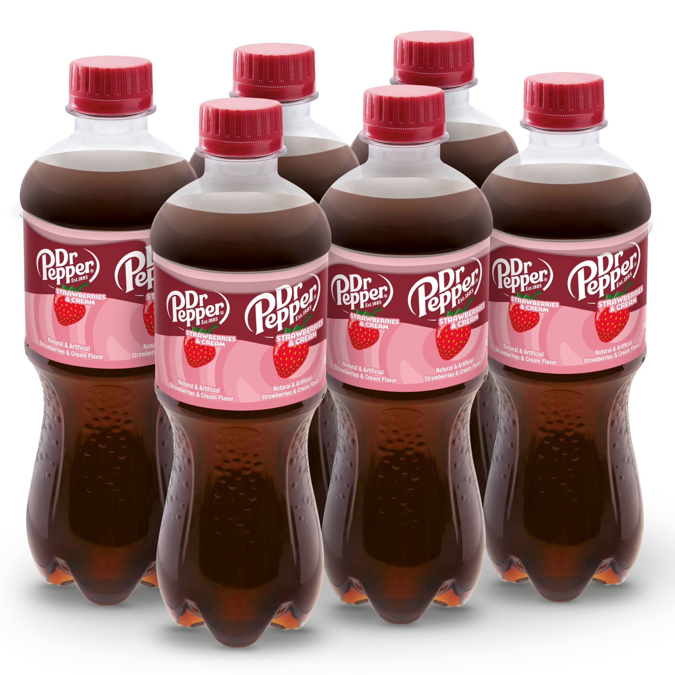 (2 pack) Dr Pepper Strawberries and Cream Soda Pop, 16.9 fl oz, 6 Pack Bottles