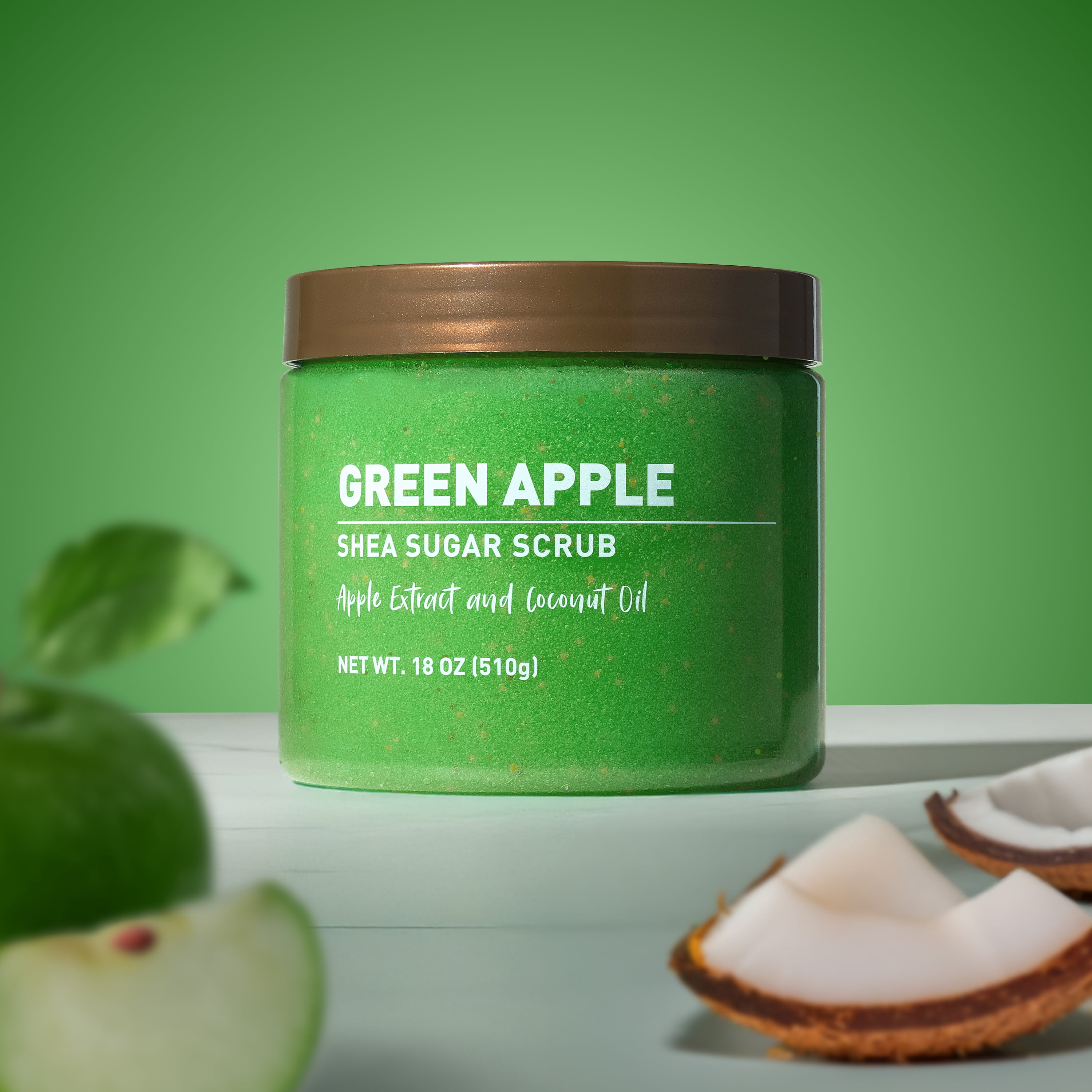 Shea Sugar Scrub, Green Apple, 18 oz