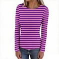 thumbnail image 4 of zbxnLI Womens Stretchy Striped Shirts Long Sleeve Crew Neck Tshirts Lightweight Fall Fashion Tees Basic Slim Clothes, 4 of 7