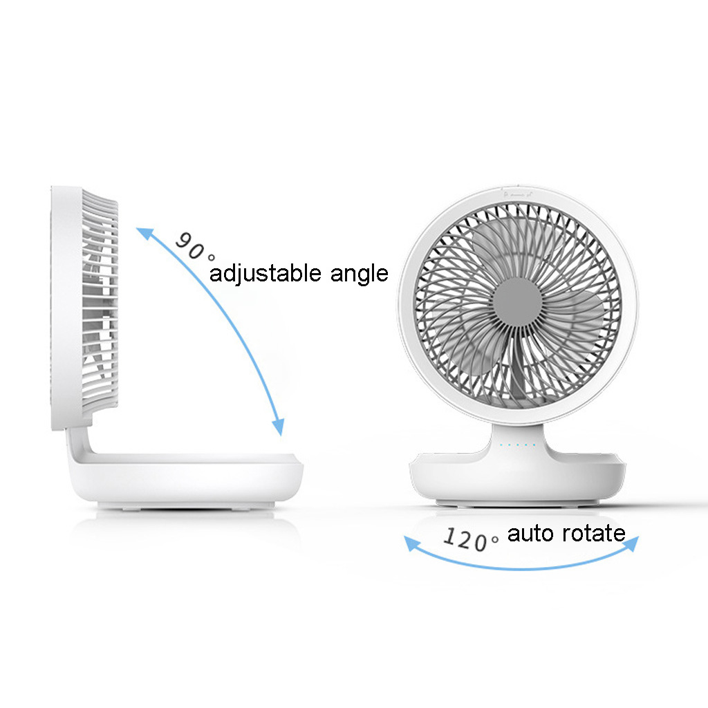 ZUARFY 4000mAh USB Rechargeable Air Circulation Fan 120 Degree Oscillation 4 Speed Foldable Fan With LED Light for outdoor Home