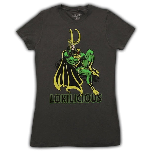 Mighty Fine Marvel Loki Kawaii Lokilicious Juniors Charcoal T Shirt Walmart Com Walmart Com