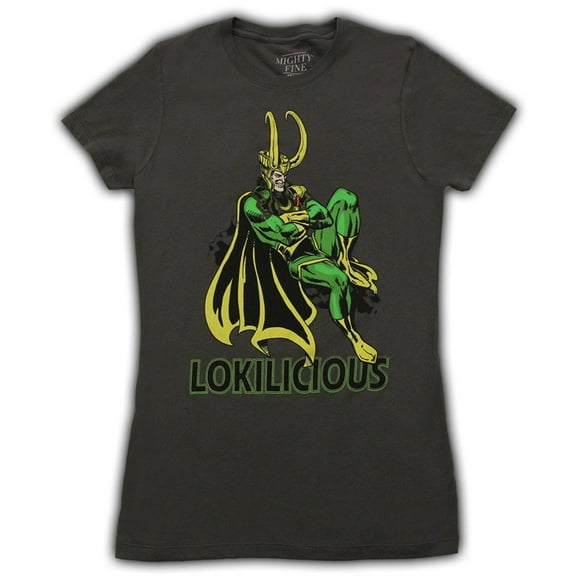 Marvel Loki Kawaii Lokilicious Juniors Charcoal T-Shirt