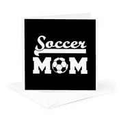 3dRose, Soccer Mom with a soccerball. White lettering on black background., 1 Greeting Card with envelope
