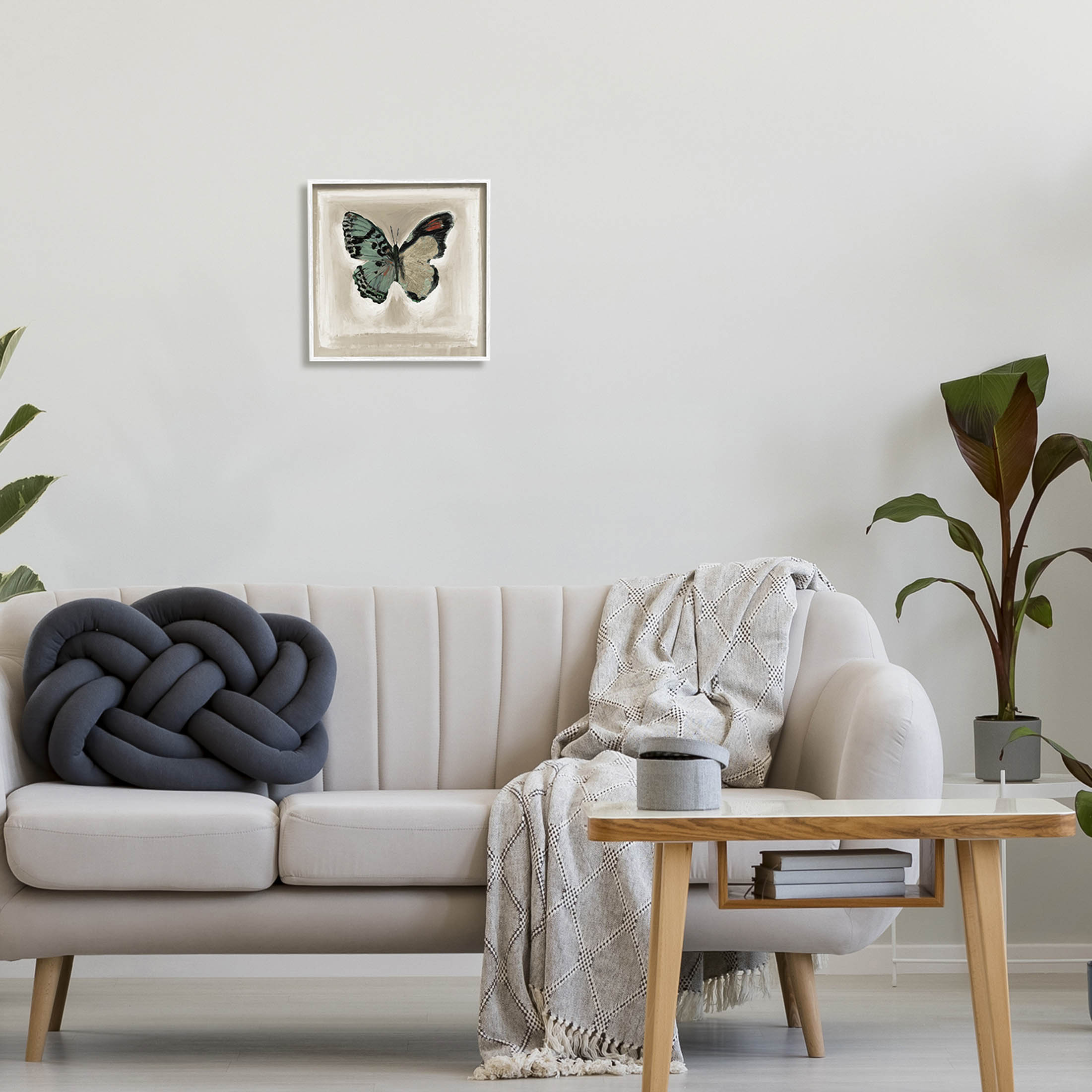 Stupell Industries Asymmetrical Butterfly Wings Painting White Framed Art Print Wall Art, Design by Stacy D'Aguiar