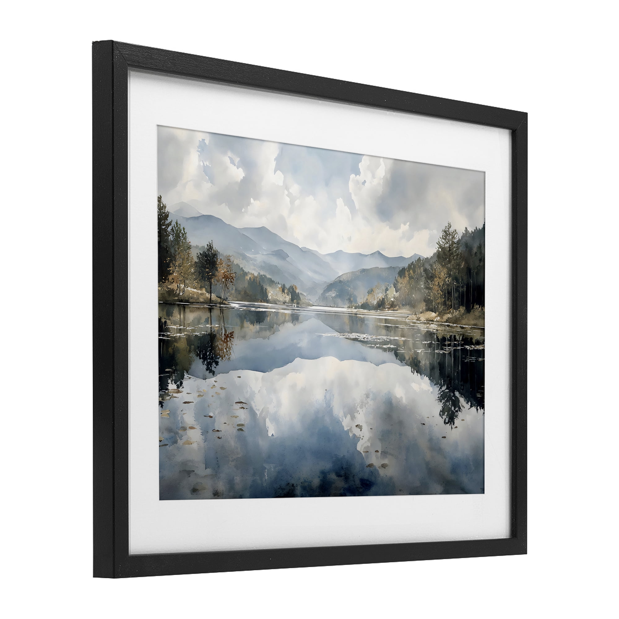 Stupell Industries Nature's Reflection on Mountain Lake Black Framed Print Under Glass, design by Franklyn Gregory