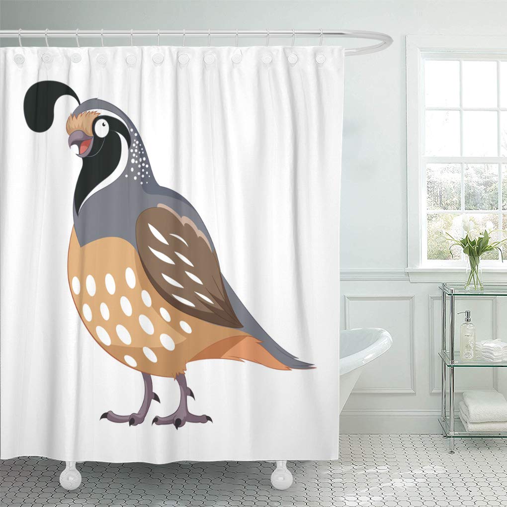 SUTTOM Colorful Baby Black Cute Cartoon Happy Quail Blue Shower Curtain