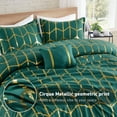 thumbnail image 7 of Regency Heights Twin/Twin XL Size Comforter Set, 3-Piece Bedding Set for All Seasons, Geometric Metallic Comforter Bed Set with Decor Pillows,Green/Gold, 7 of 7
