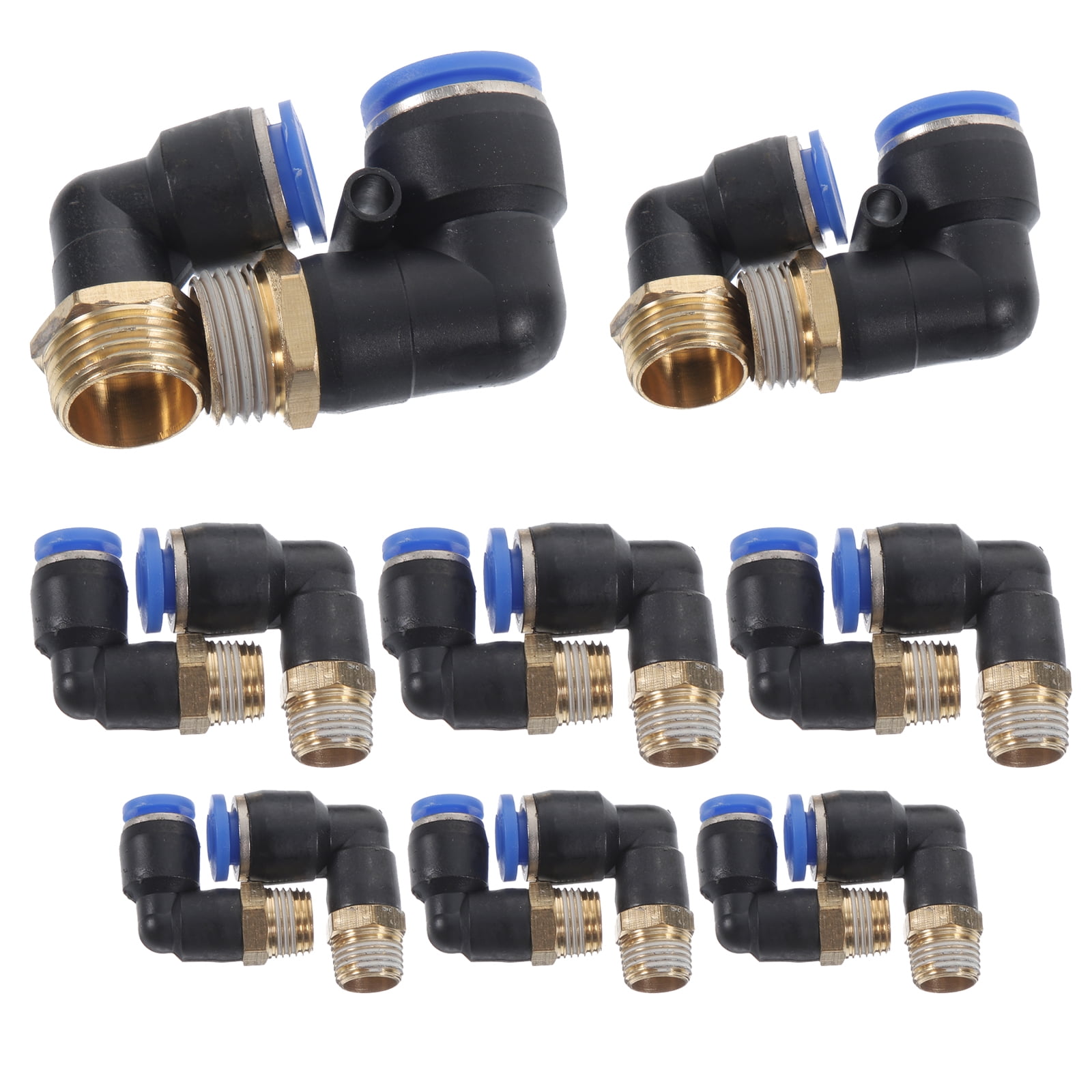 2 Sets Quick-connect Pneumatic Plug-in Connector Threaded Straight-through 16-piece Hose Tube Coupler Crimp