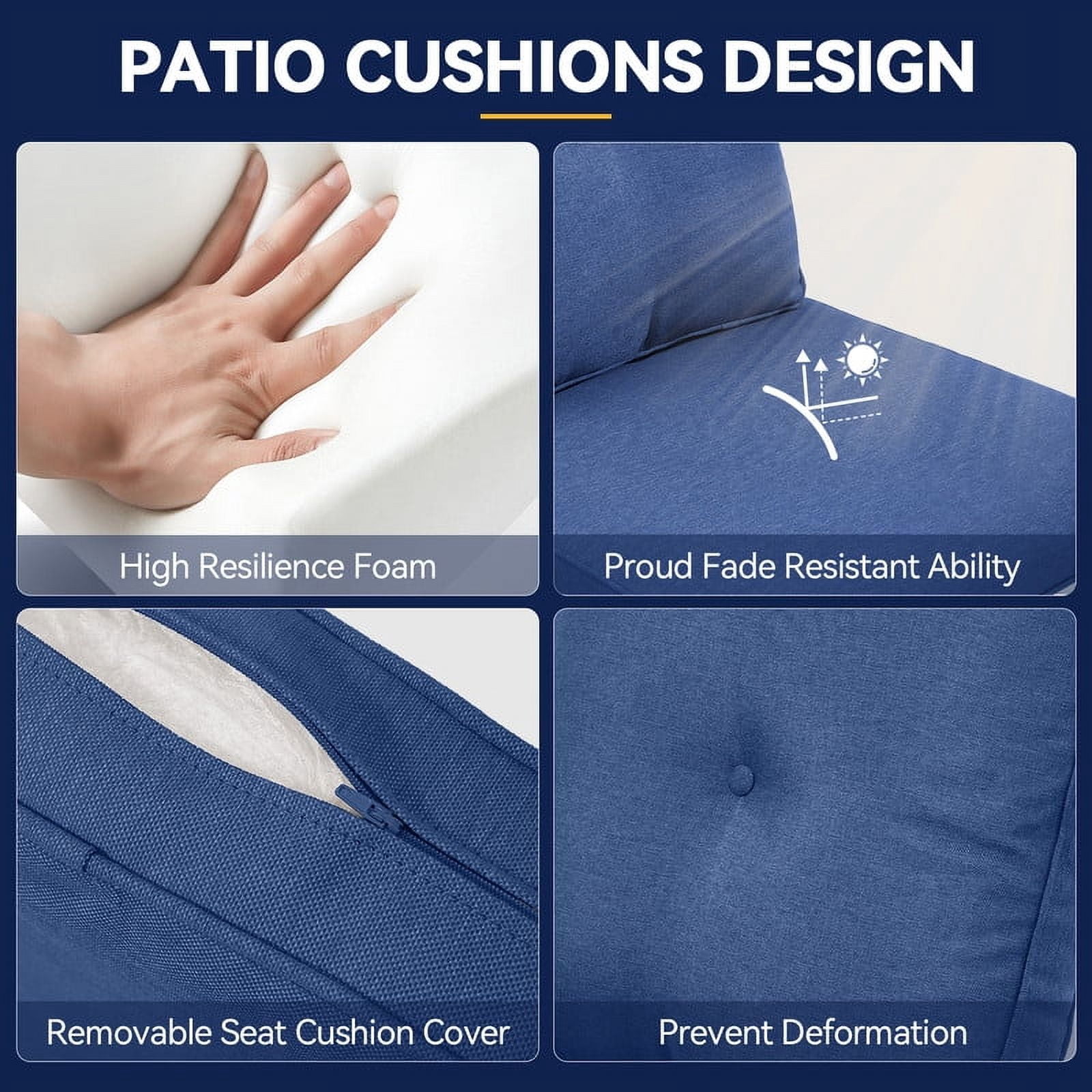 Bellefurn Deep Seat Cushion Set 25x22x4 inch Outdoor Cushions for Patio Furniture,Outdoor Chair Cushions Waterproof & Fade Resistant Patio Furniture Cushions for Wicker Chair,Sofa,Couch