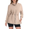 thumbnail image 2 of Annhoo High Neck Sweatshirt for Women Casual Long Sleeve Drawstring Waist Pullover Tops Fall Fashion Clothes, 2 of 8