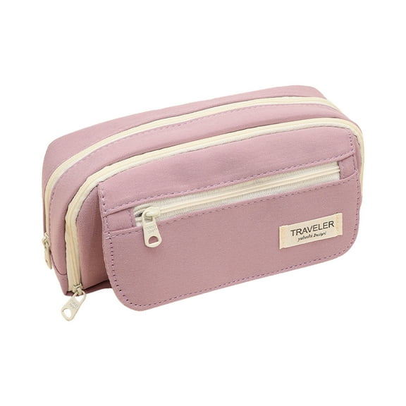 Lksixu Large Capacity Pencil Case, Aesthetic Canvas Pencil Pouch with 4 Compartments, Large Opening Colored Pencil Bag with Zipper Stationery Storage and Organizer Office Supplies