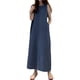 thumbnail image 1 of Vestido largo boho de denim para mujer: sin mangas, cuello redondo, corte holgado con bolsillos, largo para un estilo bohemio informal., 1 of 5