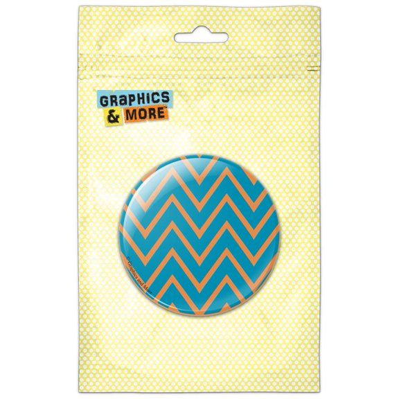 Orange Chevrons on Teal Pinback Button Pin Badge