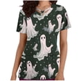 thumbnail image 2 of Puntoco Top de lactancia informal con cuello en V, manga corta y estampado de Halloween para mujer, 2 of 5