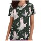 thumbnail image 1 of Tops Cortos para las Mujeres, Halloween Impreso en Cuello en V con Bolsillo, Moda Casual Manga Corta, 1 of 5