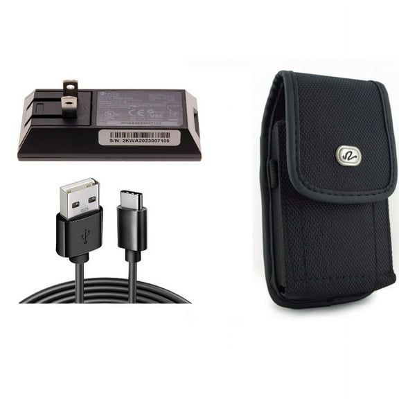 Home Charger & Case Belt Clip for iPhone 15 Pro Max - 6ft Long USB-C Cable Wall Power Adapter Type-C Charging Cord and Rugged Holster Canvas Cover R5O for iPhone 15 Pro Max (6.7")