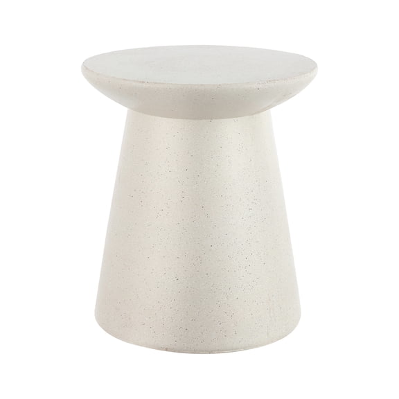 Hollie 18" Minimalist Modern Drum Accent Table Pedestal, Cream Terrazzo Finish