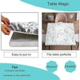 thumbnail image 3 of Square Tablecloth with Elastic Edge, Pastoral Blue-Grey Leaf Print Waterproof Wipeable Square Table Cover, for Family Holiday BBQ Party Use, Fit for 32" x 32"Square Table, 3 of 4